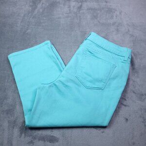 St. Johns Bay Womens Capri Jeans 14 Aqua Blue High Rise Stretch Casual